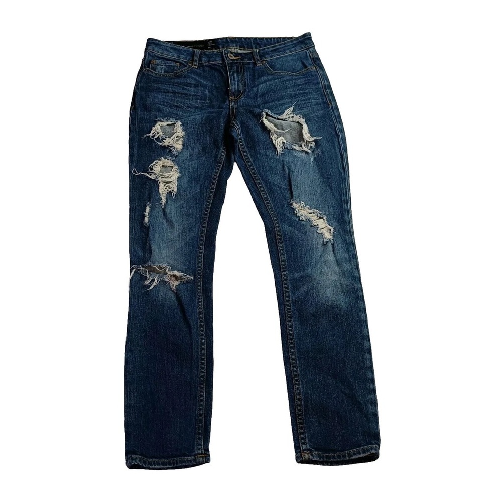 Distressed Armani Exchange A|X Cropped Skinny Dark Wash